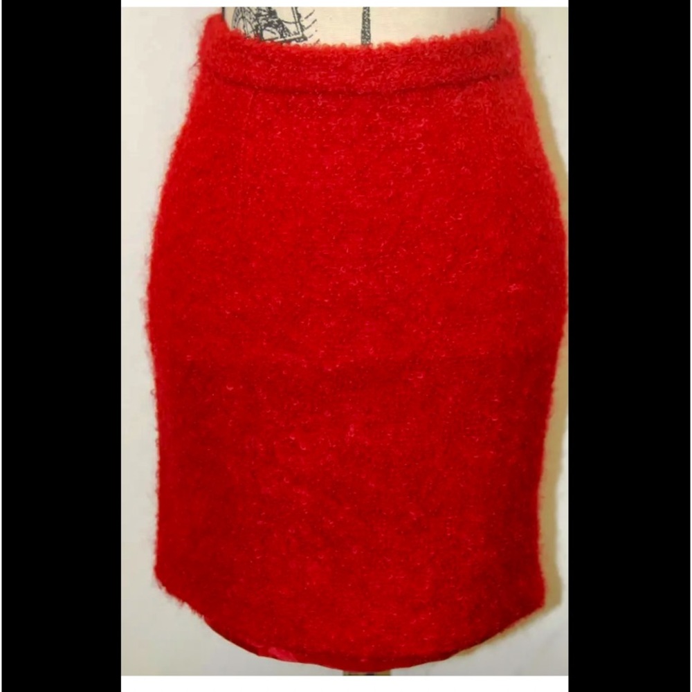 Bestini Made In France Red Tweed Skirt Lined Woman 26 Inches Mini Skirt Holiday
